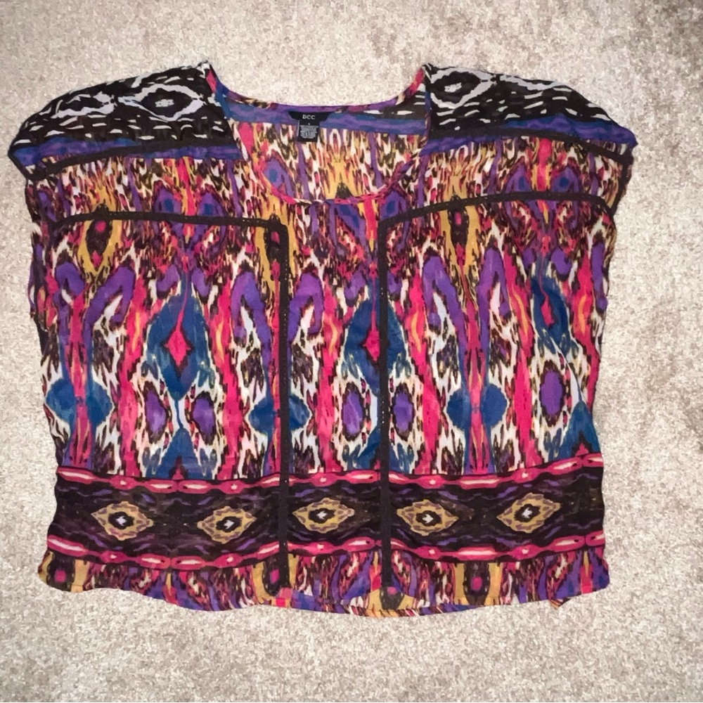 DC Pink and Purple Sleeveless Graphic Crop‎ Blouse